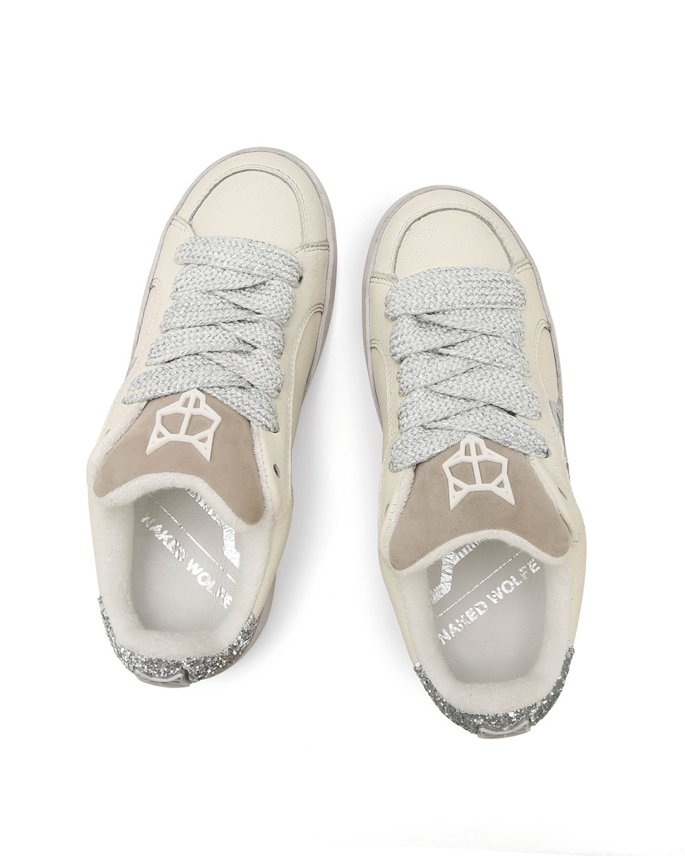 Naked Wolfe Ram White & Silver Sneakers | 4290-XKABL