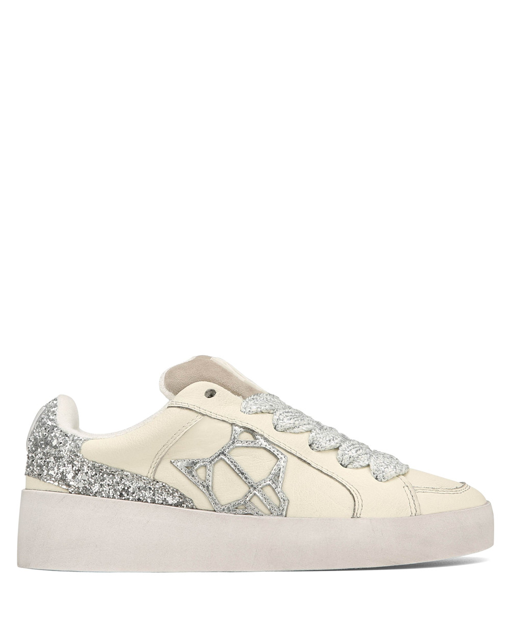 Naked Wolfe Ram White & Silver Sneakers | 4290-XKABL