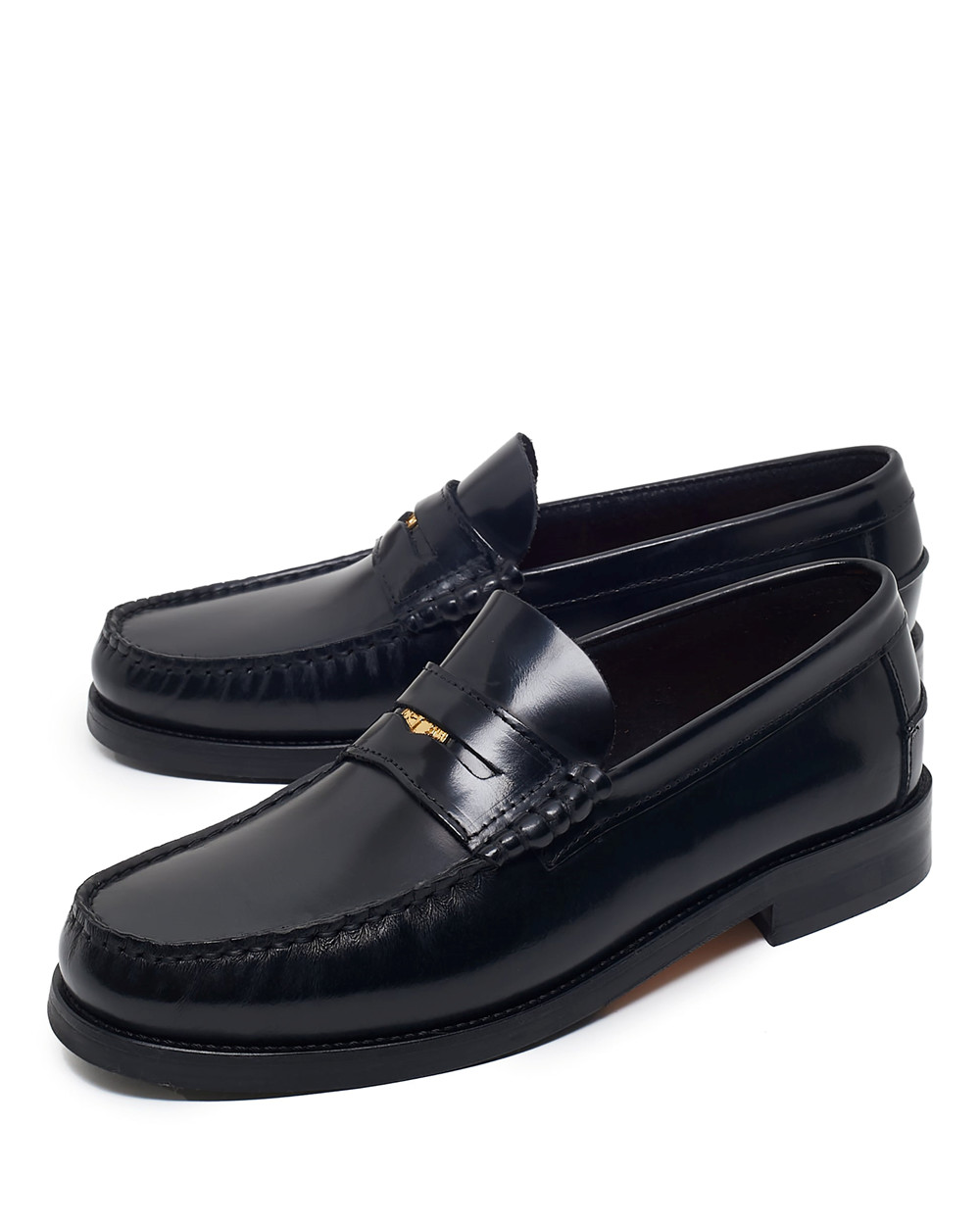 Naked Wolfe Riviera Box Leather Black Loafers | 6381-ZLSIM