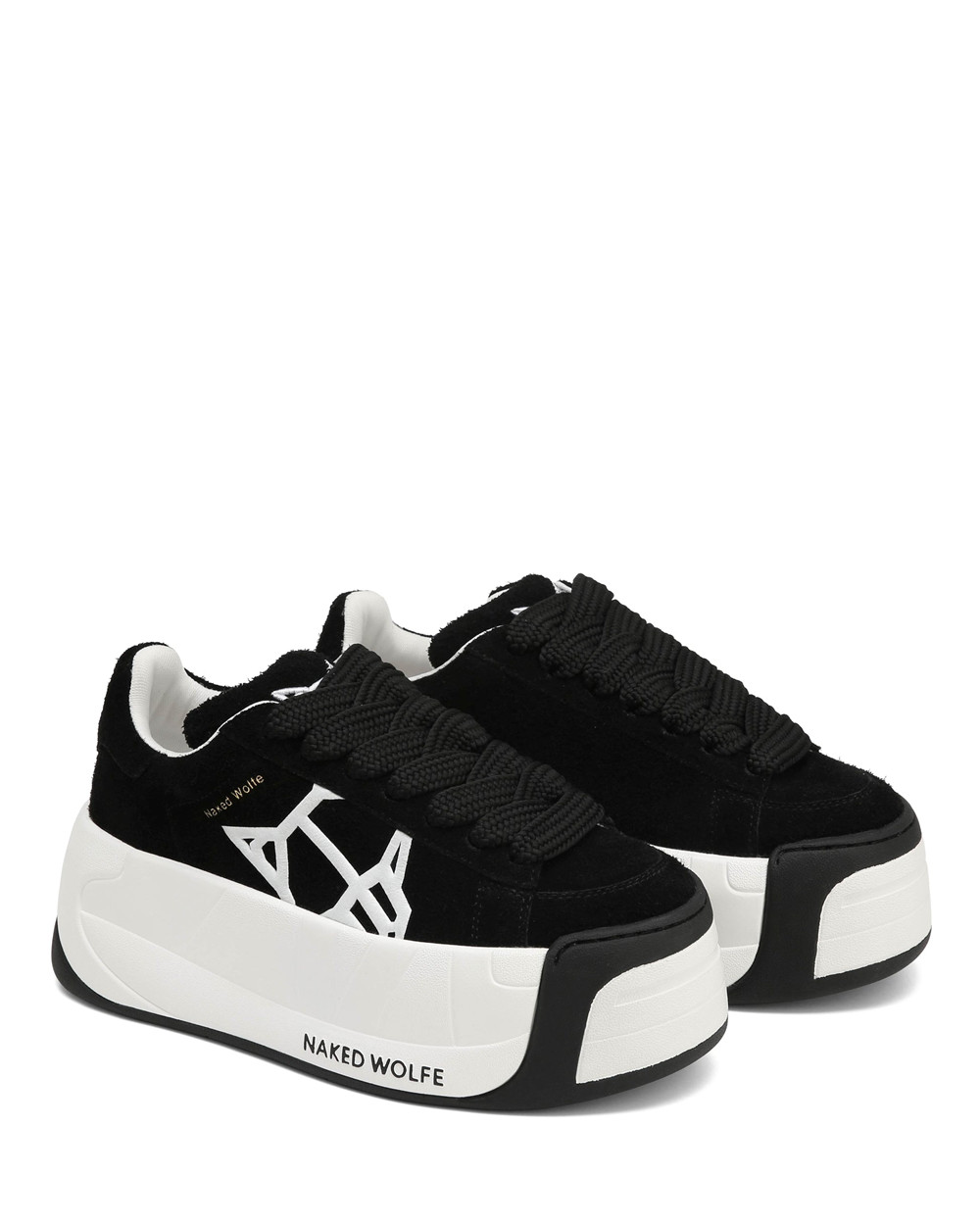 Naked Wolfe Scandal Black Hairy Cow Suede Sneakers | 1345-QUAXR