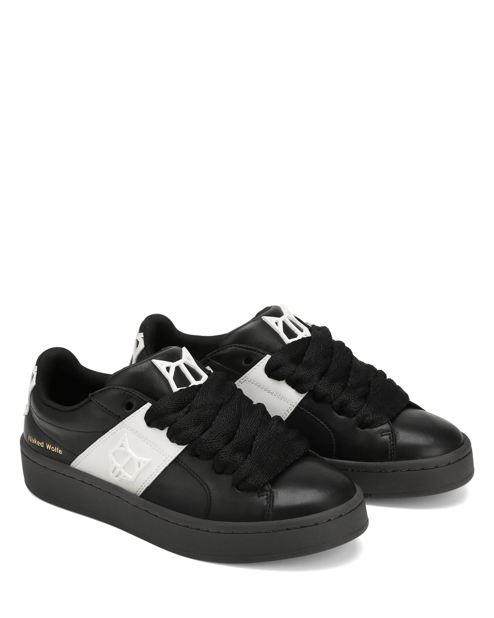 Naked Wolfe Scuba Cow Leather & Suede Black Sneakers | 6352-PCLUJ