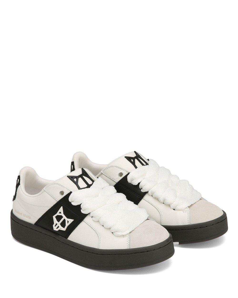 Naked Wolfe Scuba Cow Leather & Suede White Sneakers | 7520-VIAGS