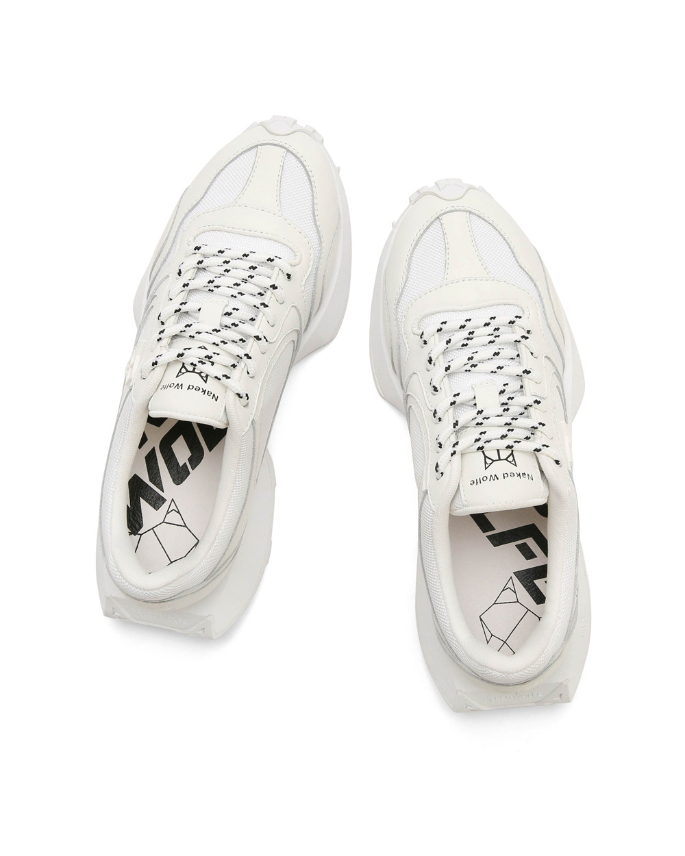 Naked Wolfe Season White Mesh and Leather Combo Sneakers | 1726-BAVEO