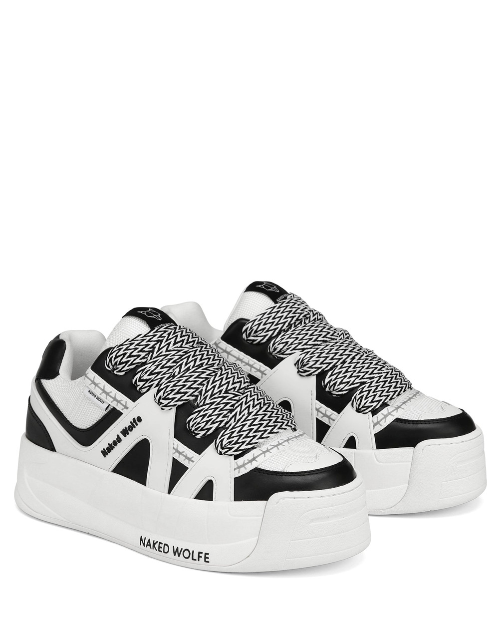 Naked Wolfe Slide Black/White Combo Sneakers | 2175-HVFET