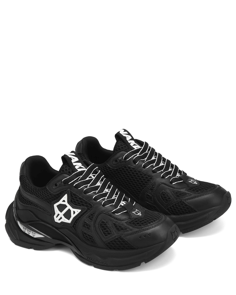 Naked Wolfe Smash Double Black Mesh Sneakers | 2517-TVKCW