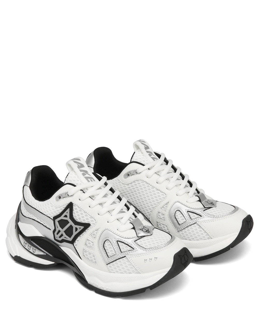 Naked Wolfe Smash White/Silver Mesh Sneakers | 2480-SFLKJ