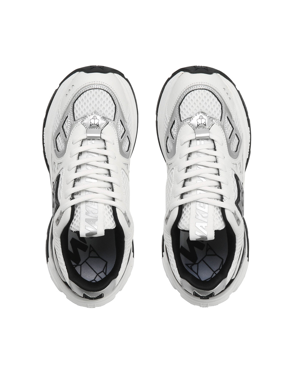 Naked Wolfe Smash White/Silver Mesh Sneakers | 2480-SFLKJ