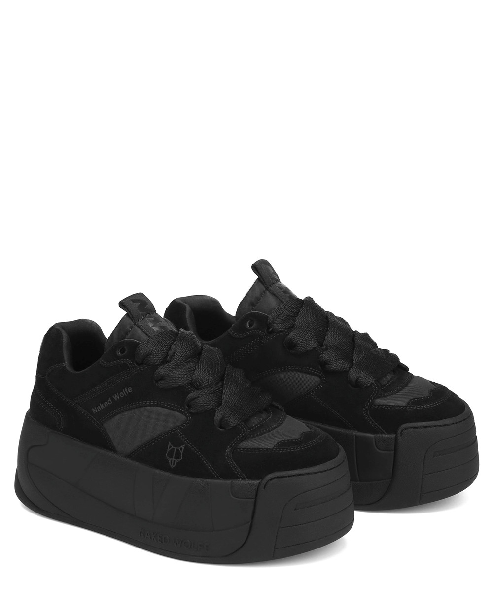 Naked Wolfe Snatch Double Black Sneakers | 3269-HSKJR