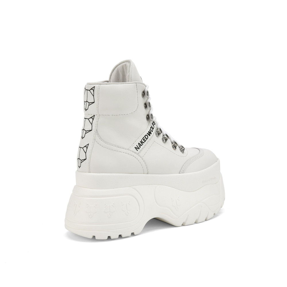 Naked Wolfe Spike White Leather Sneakers | 7184-SGRLA