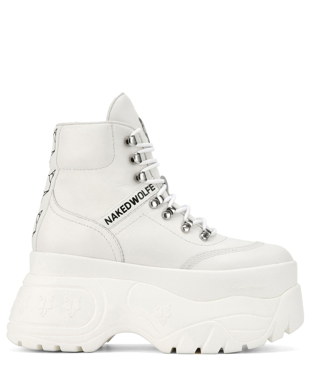 Naked Wolfe Spike White Leather Sneakers | 7184-SGRLA