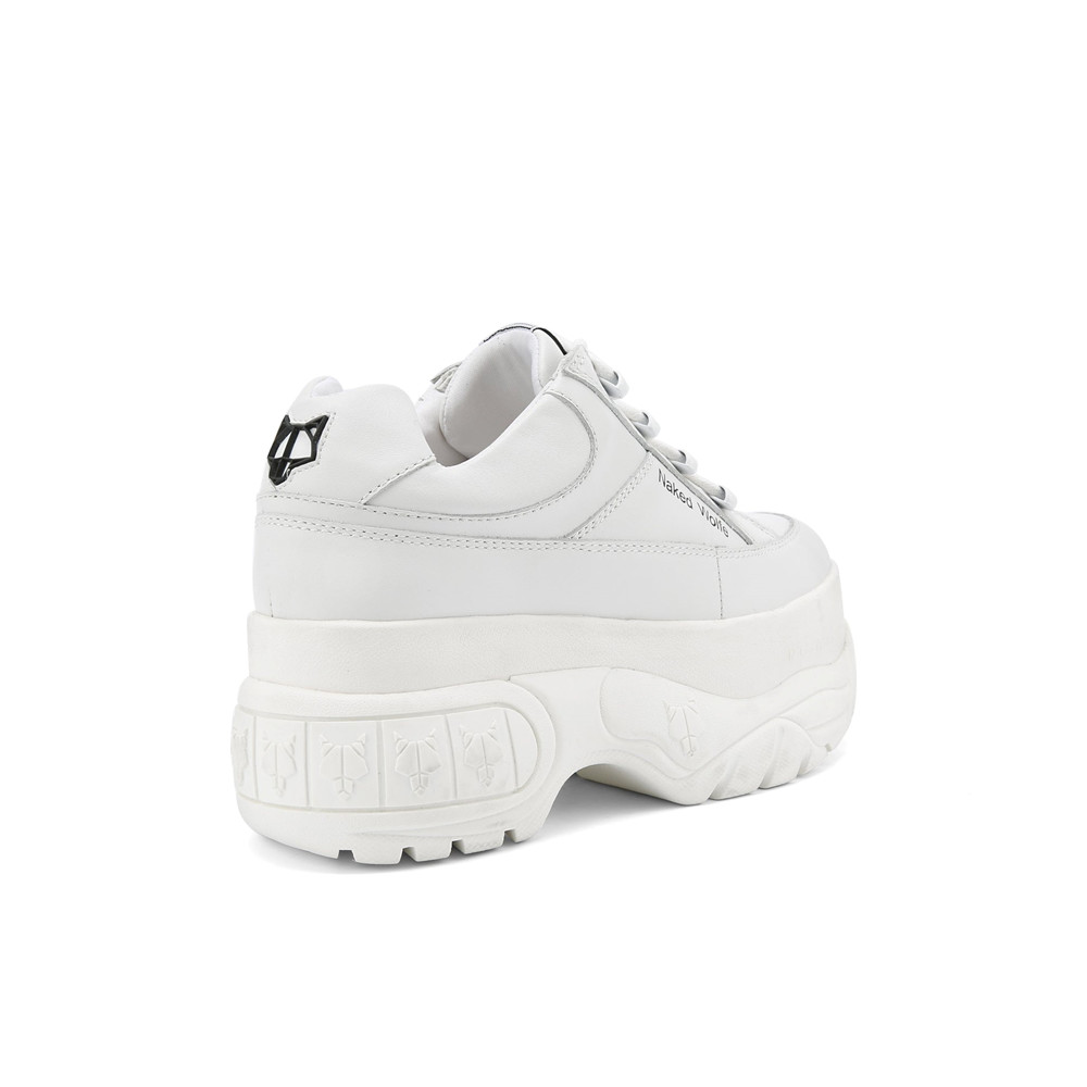 Naked Wolfe Sporty White Leather Icons | 5391-PYKFE