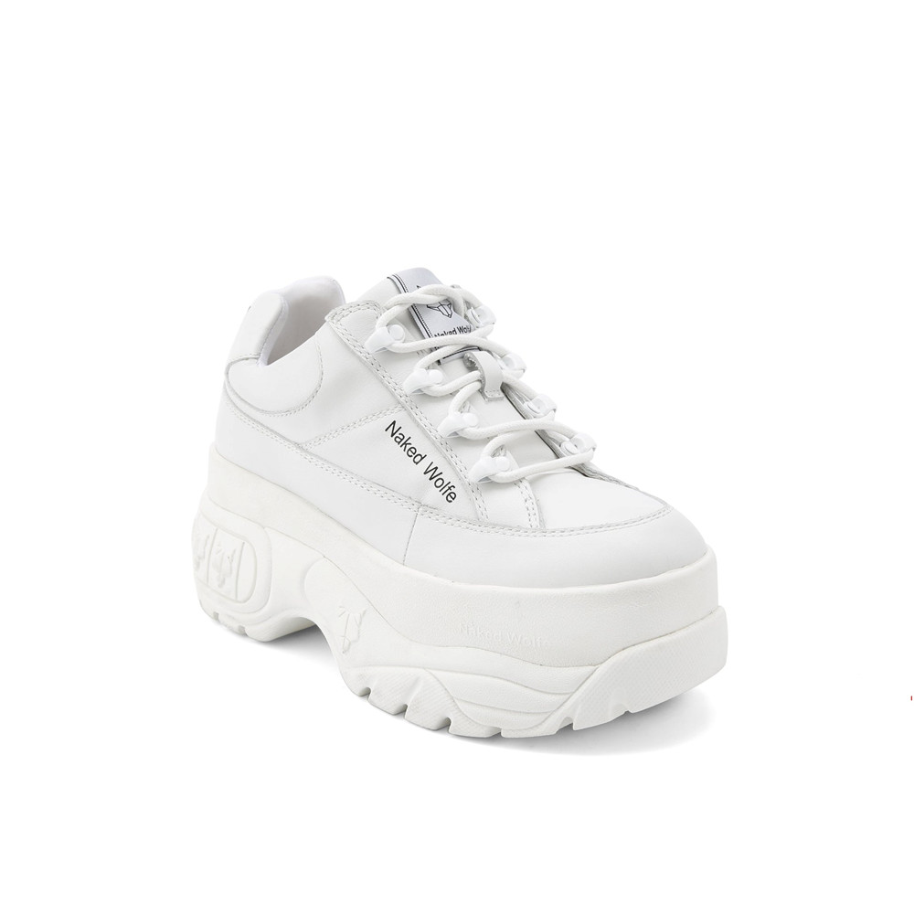 Naked Wolfe Sporty White Leather Sneakers | 0286-XZCAS