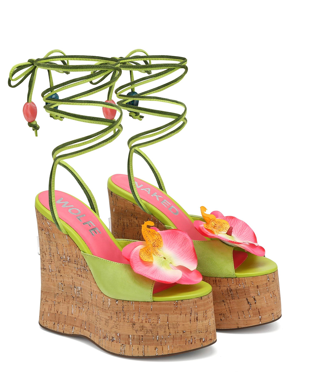 Naked Wolfe Sunflower Green Kid Suede Heels | 3860-OPNCA