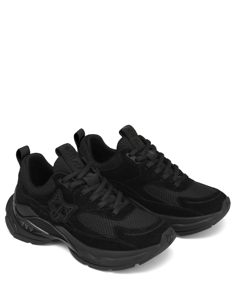 Naked Wolfe Super Double Black Suede Sneakers | 0671-NRPHG