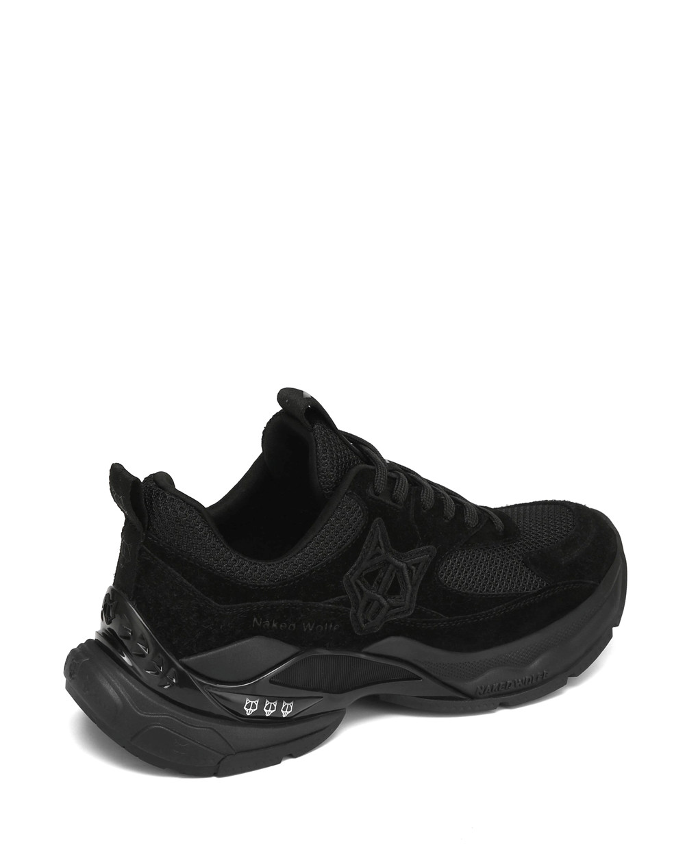 Naked Wolfe Super Double Black Suede Sneakers | 0671-NRPHG