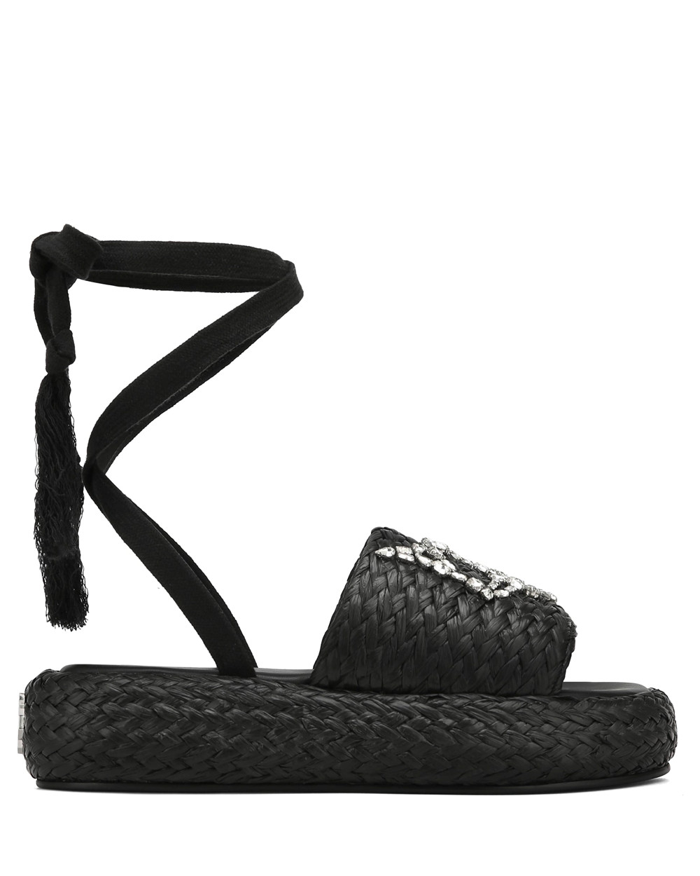 Naked Wolfe Surf Raffia Black Sandals | 0642-VAIHB