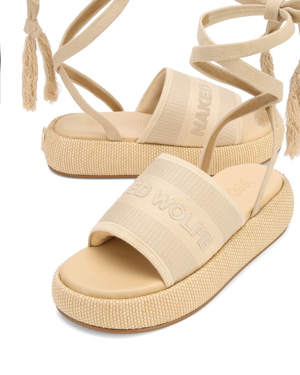 Naked Wolfe Surf Raffia Natural Sandals | 6382-OULKT