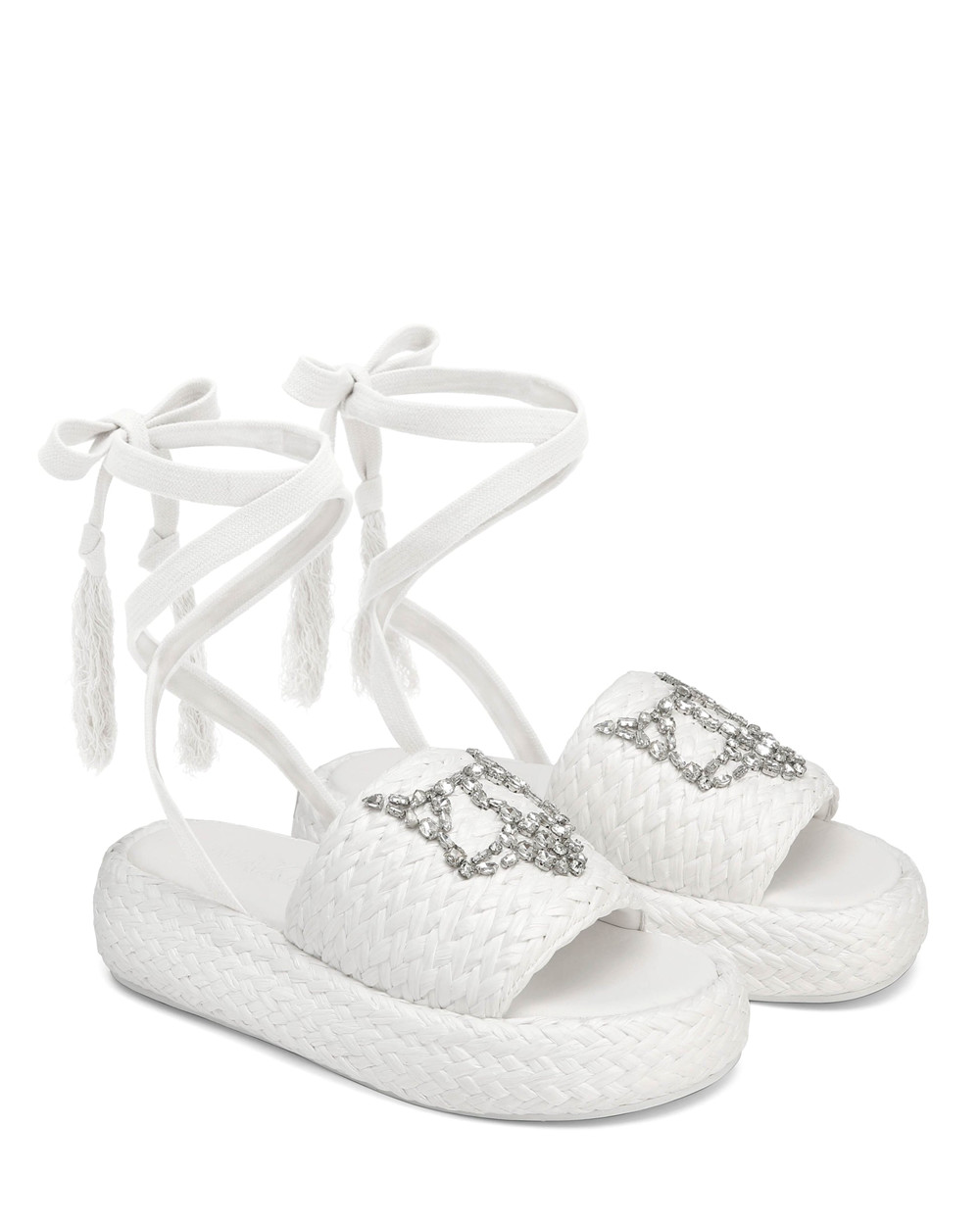 Naked Wolfe Surf Raffia White Sandals | 0246-MOCBX