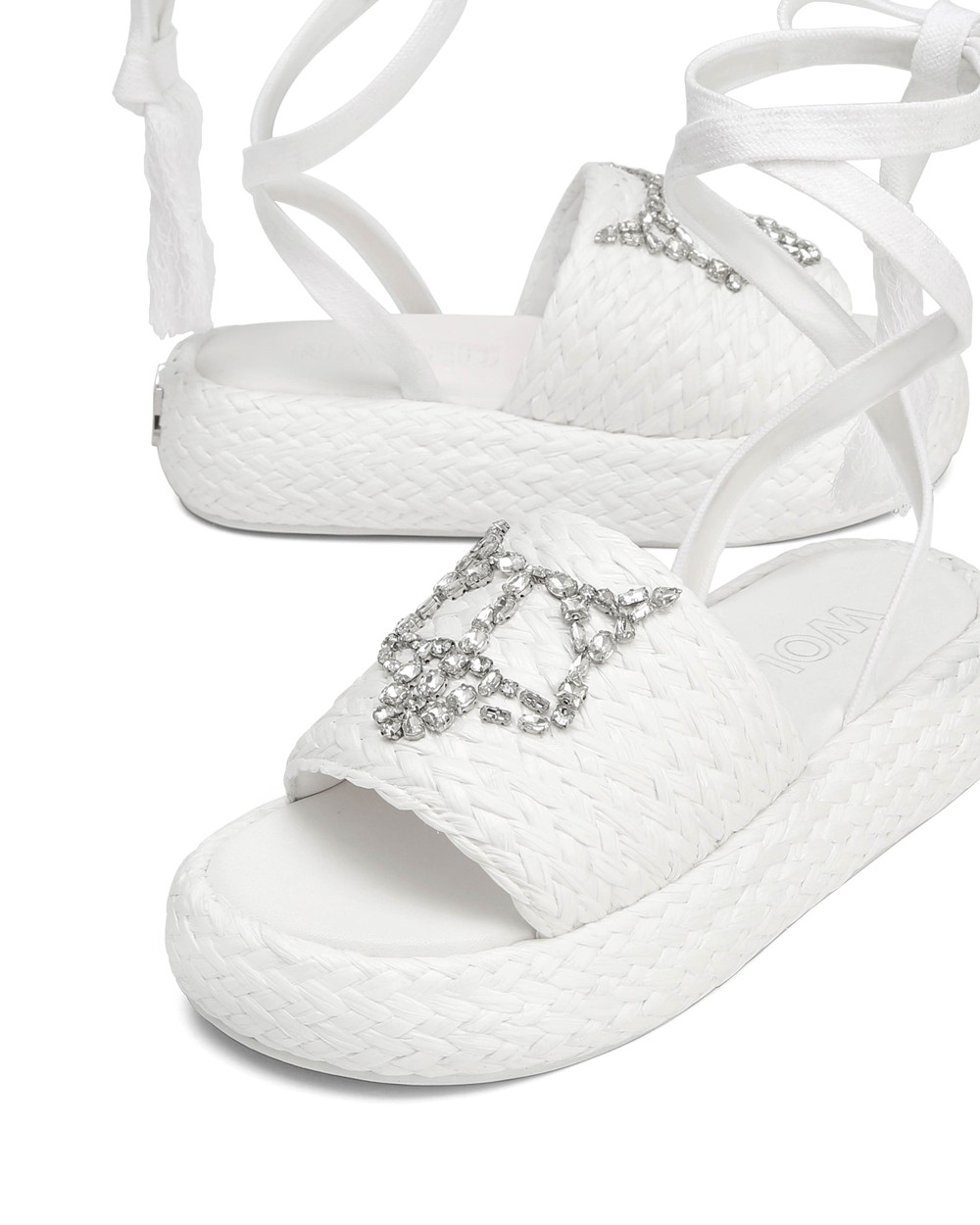 Naked Wolfe Surf Raffia White Sandals | 0246-MOCBX