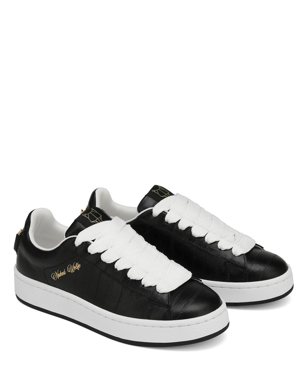 Naked Wolfe Suri Eel Print Leather Black Sneakers | 1248-CYMEF