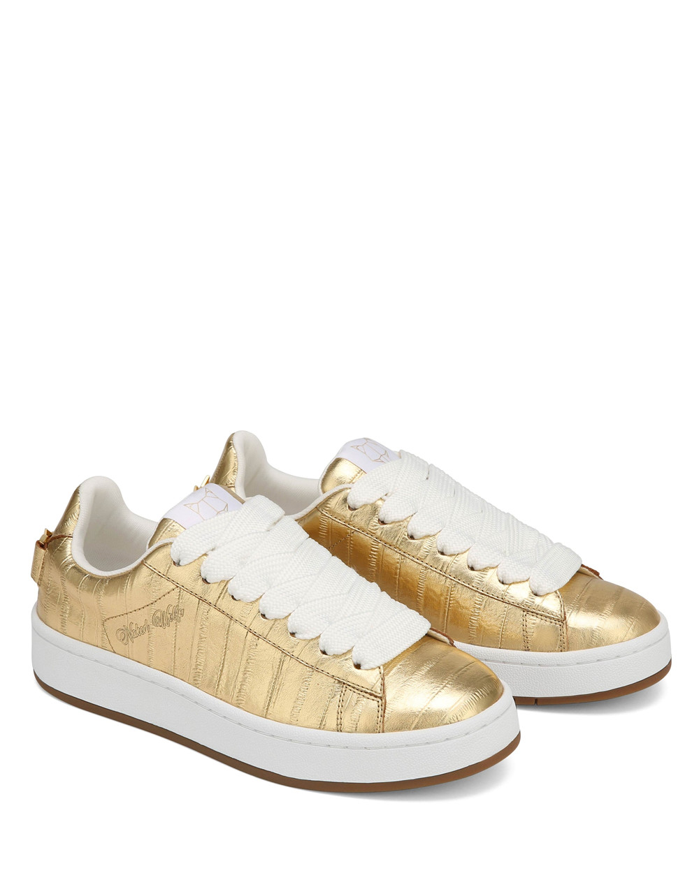 Naked Wolfe Suri Eel Print Leather Gold Sneakers | 4186-NRMZD