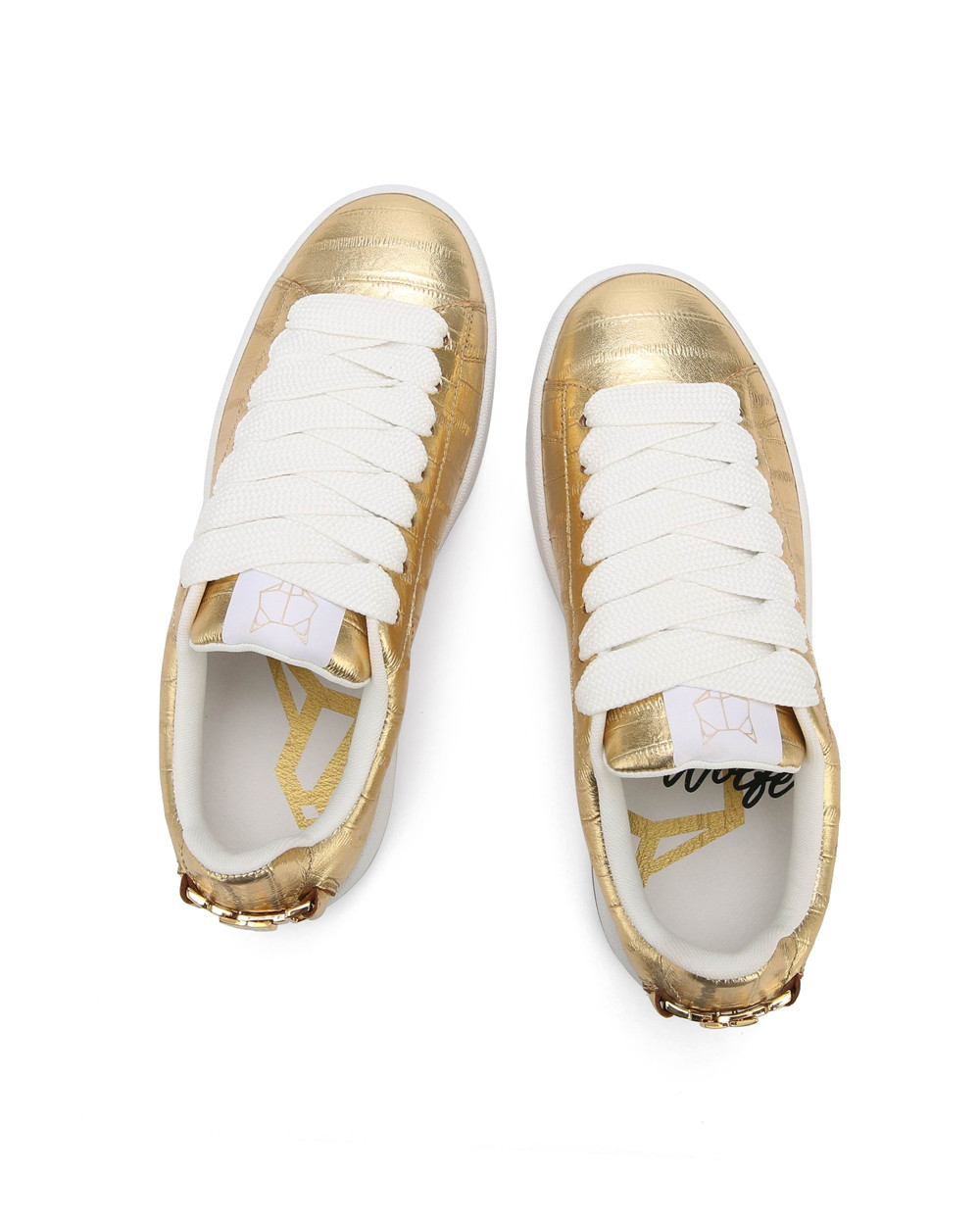 Naked Wolfe Suri Eel Print Leather Gold Sneakers | 4186-NRMZD