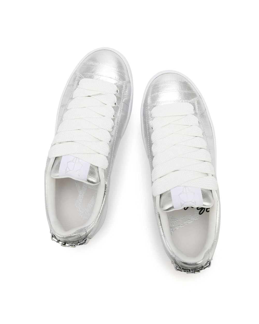 Naked Wolfe Suri Eel Print Leather Silver Sneakers | 4125-HZVTN