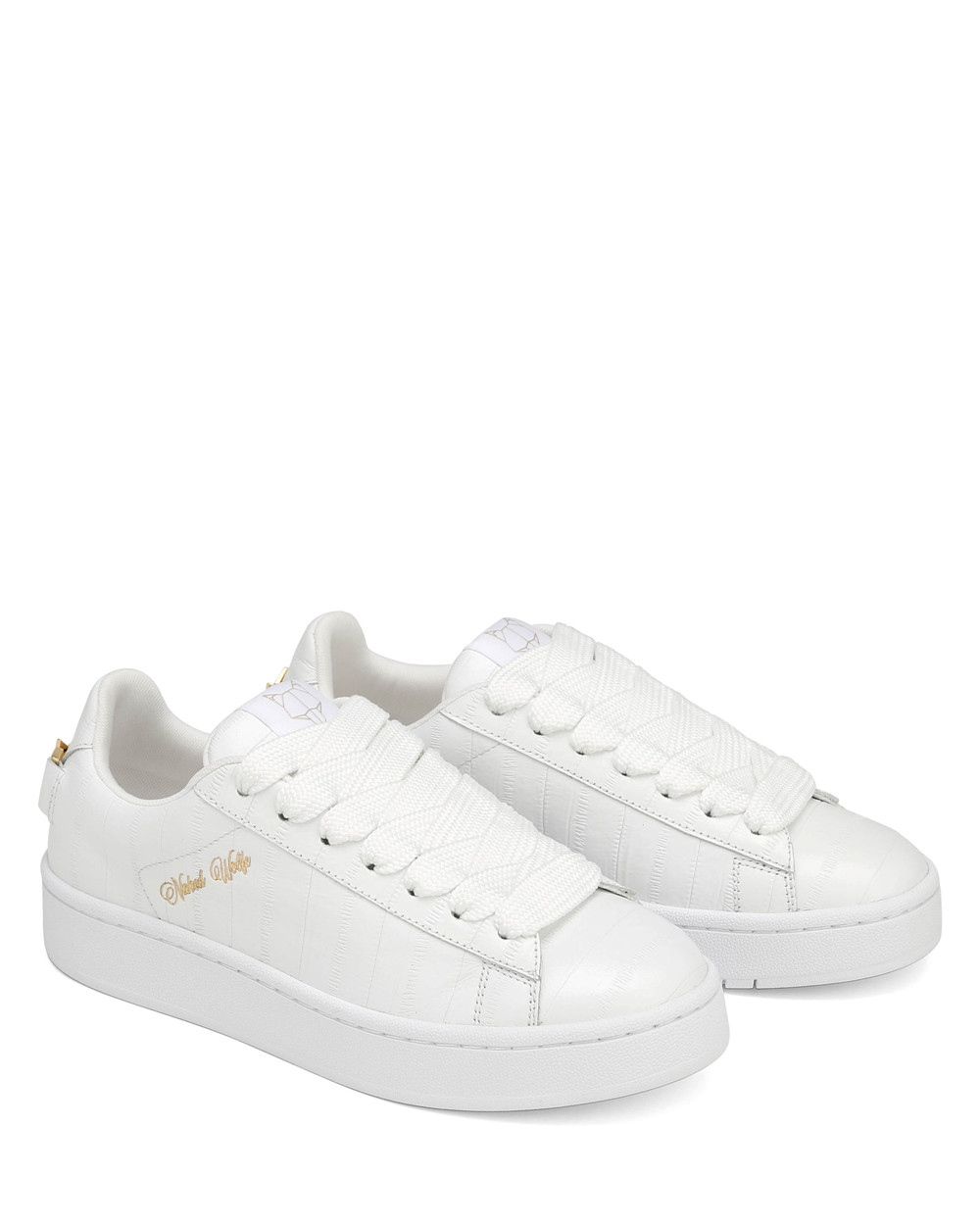 Naked Wolfe Suri Eel Print Leather White Sneakers | 9357-AXEGF