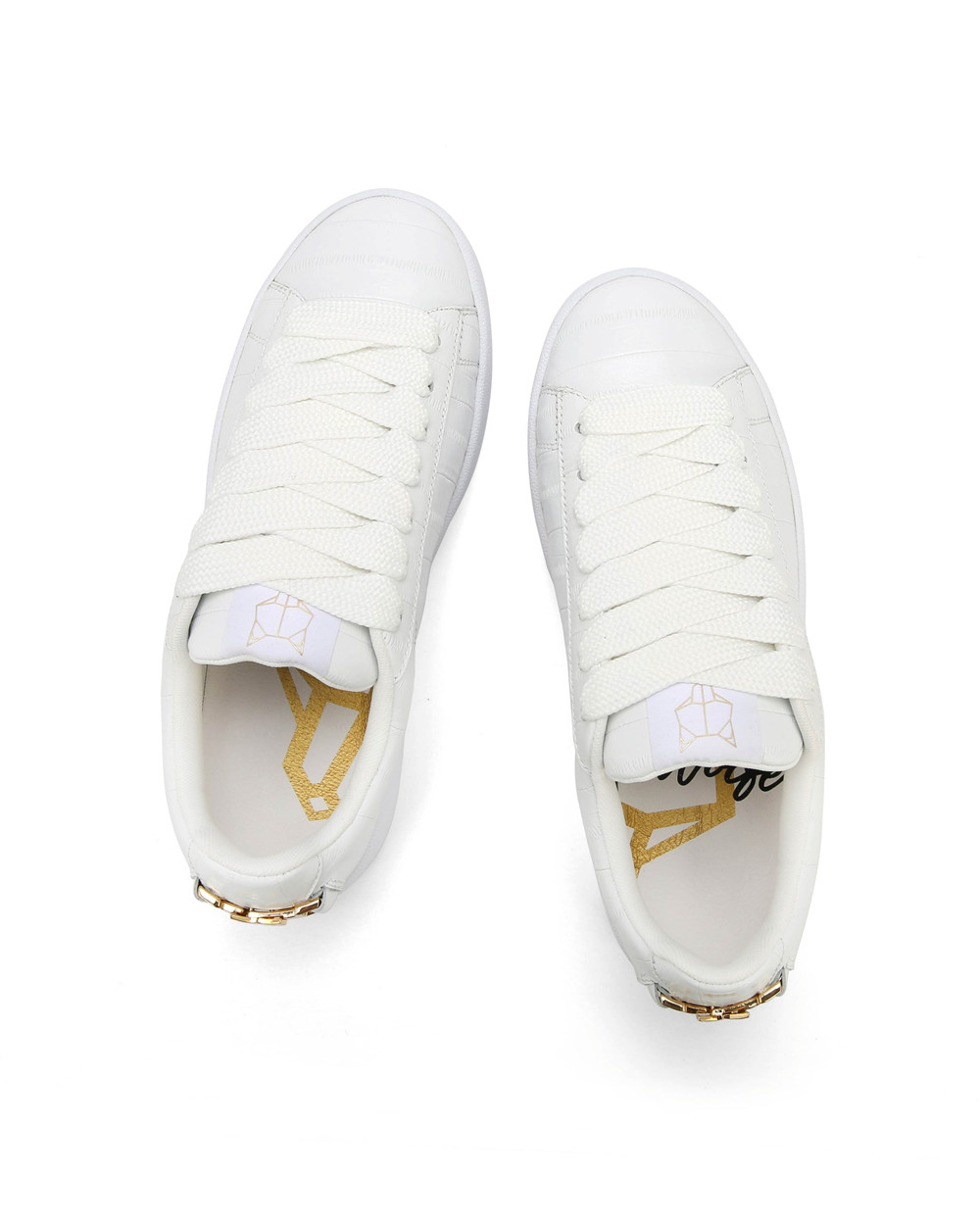 Naked Wolfe Suri Eel Print Leather White Sneakers | 9357-AXEGF