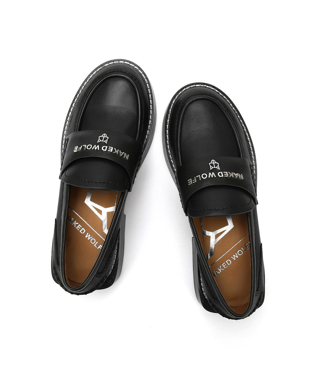 Naked Wolfe Swan Cow Leather Black Loafers | 9785-LDQRN