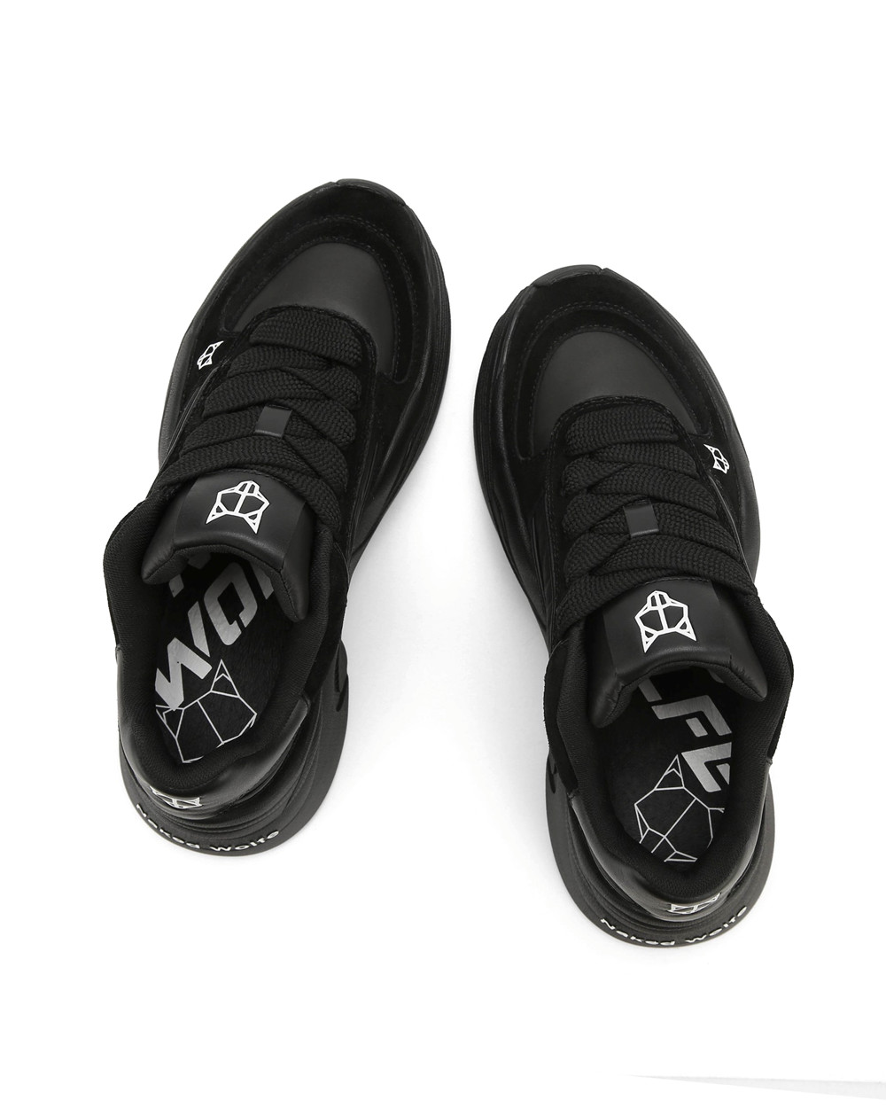 Naked Wolfe Temple Black Leather/Suede Sneakers | 1486-OLTMZ