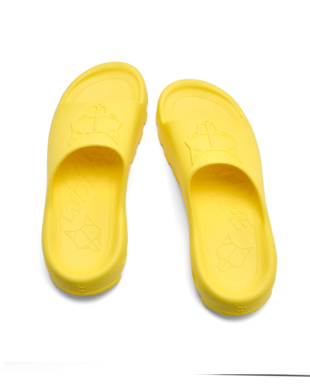 Naked Wolfe Tommy Yellow Slides | 8653-SEPJO