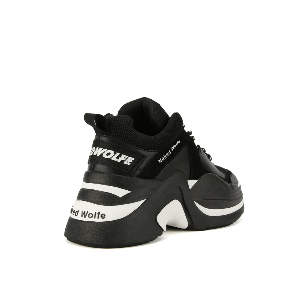 Naked Wolfe Track Double Black Sneakers | 1720-JVTZF