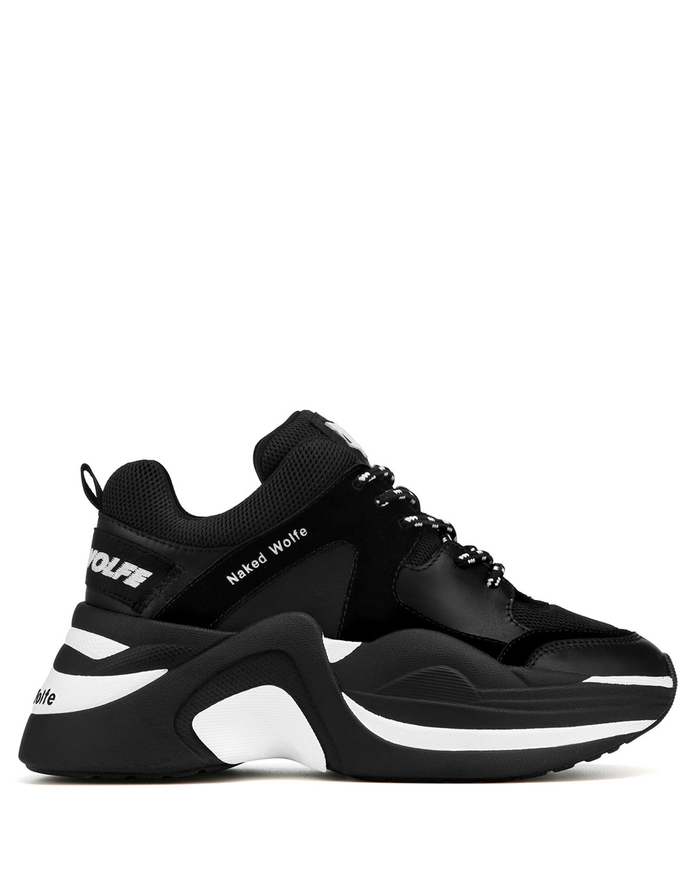 Naked Wolfe Track Double Black Sneakers | 1720-JVTZF