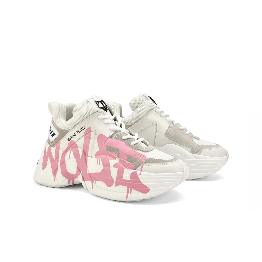 Naked Wolfe Track Logo Pink Sneakers | 9021-HDXER