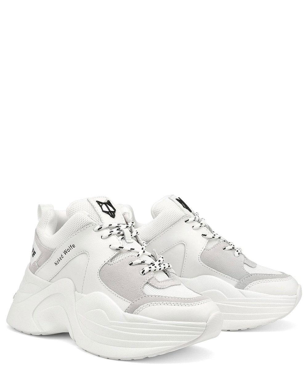 Naked Wolfe Track White Sneakers | 5084-PFZNQ