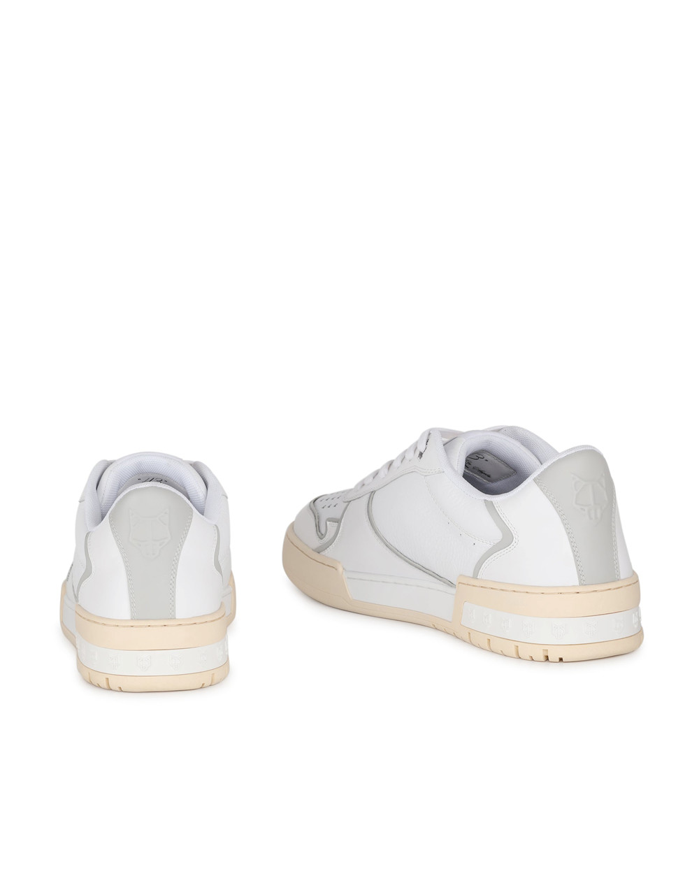 Naked Wolfe Transmission White/Grey Leather Sneakers | 4162-IBTSY