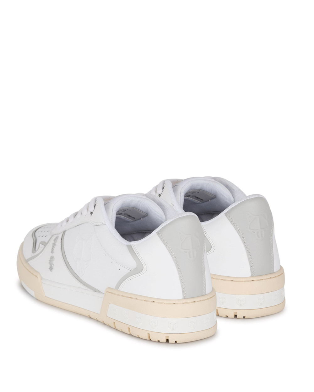 Naked Wolfe Transmission White/Grey Leather Sneakers | 4162-IBTSY