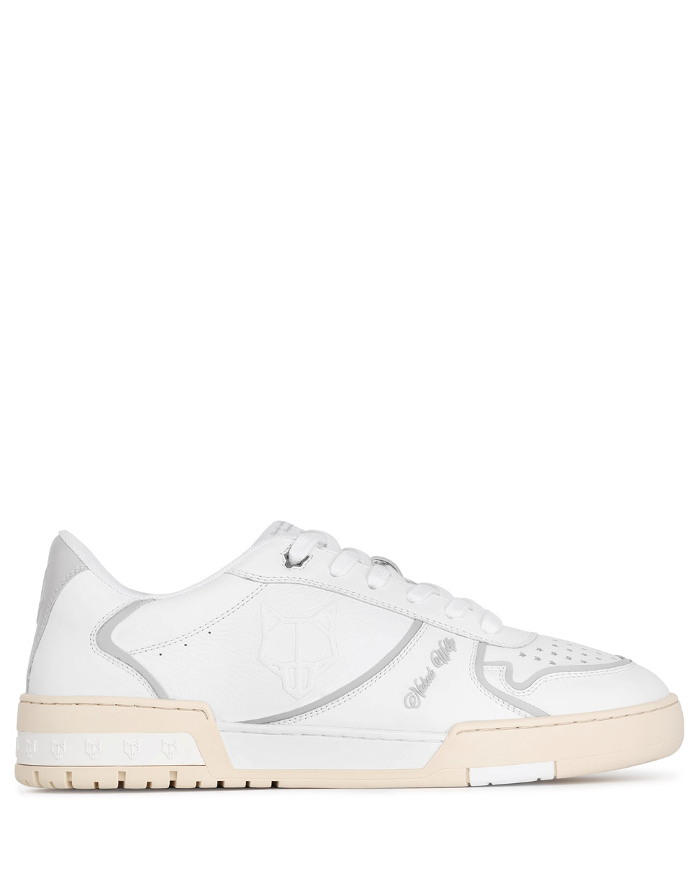 Naked Wolfe Transmission White/Grey Leather Sneakers | 4162-IBTSY