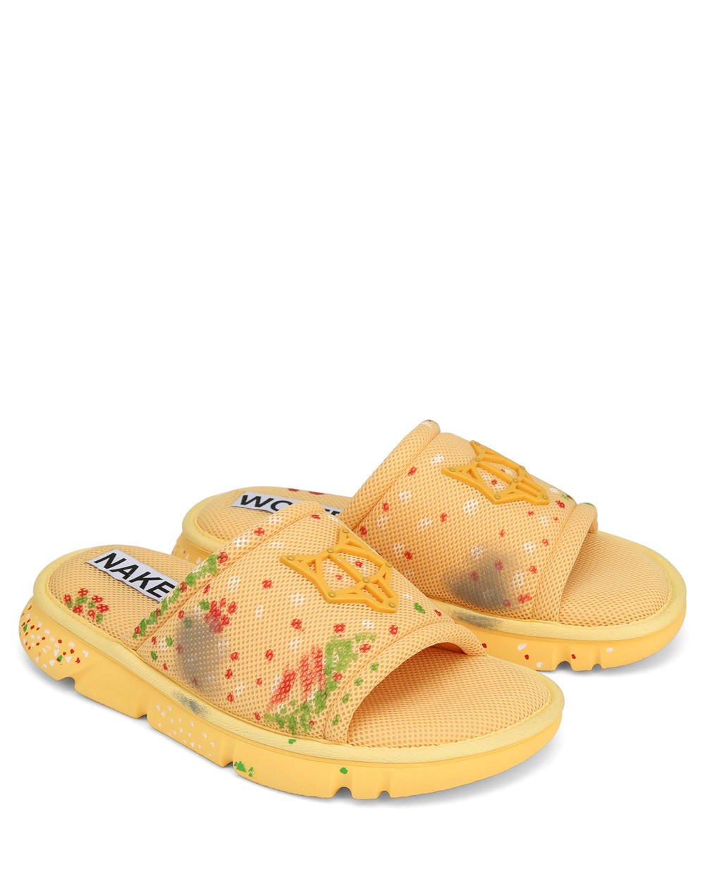 Naked Wolfe Vegas Yellow Mesh Slides | 6274-TVDGM