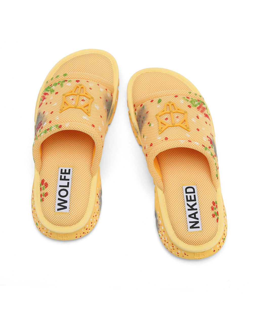 Naked Wolfe Vegas Yellow Mesh Slides | 6274-TVDGM