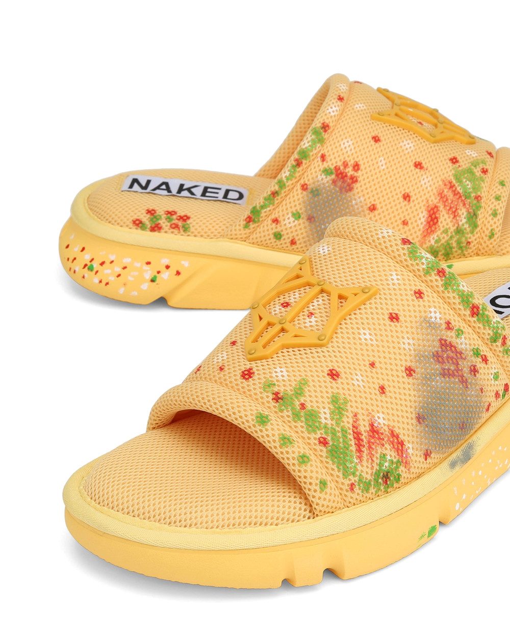 Naked Wolfe Vegas Yellow Mesh Slides | 6274-TVDGM