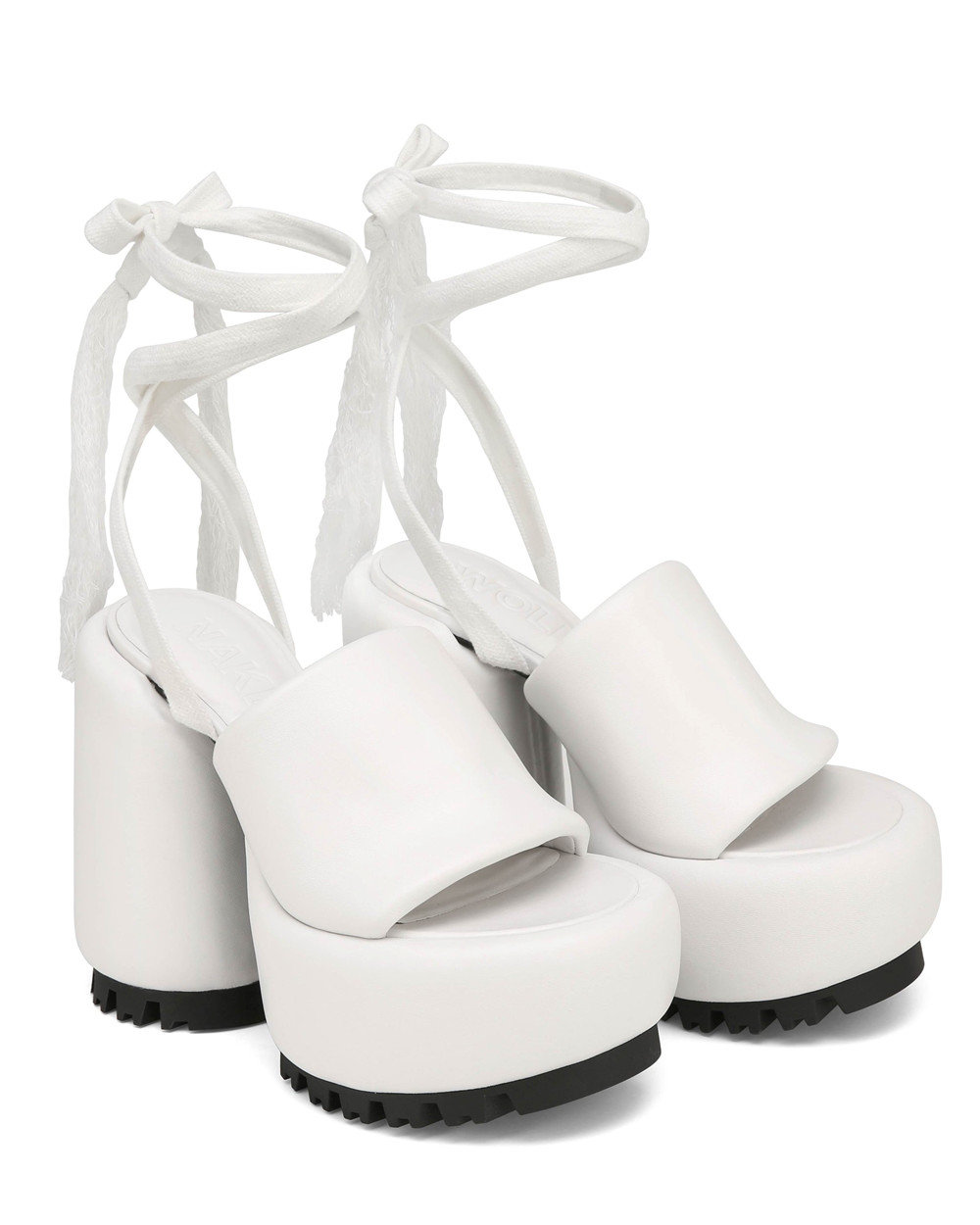 Naked Wolfe Wonder White Leather Heels | 9814-IAOKG