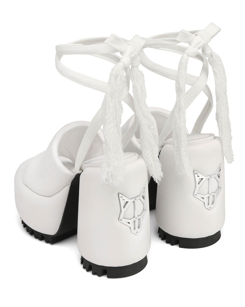 Naked Wolfe Wonder White Leather Heels | 9814-IAOKG