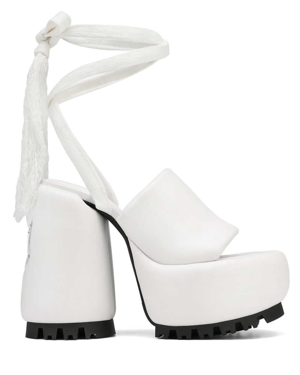 Naked Wolfe Wonder White Leather Heels | 9814-IAOKG